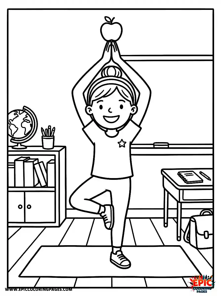Yoga Girl Yoga girl comic strip style balancing an apple on her head