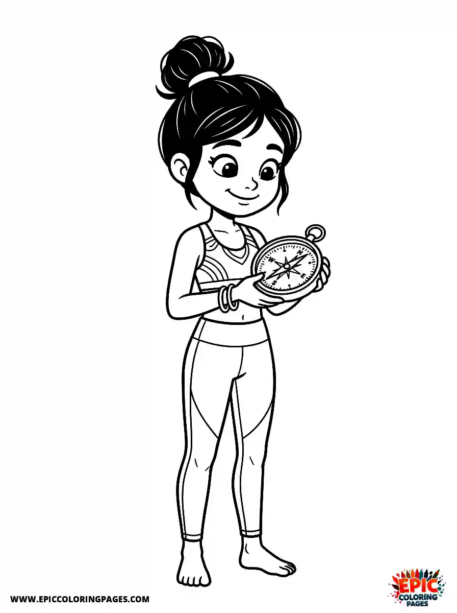 Yoga Girl Yoga girl comic strip style holding a compass