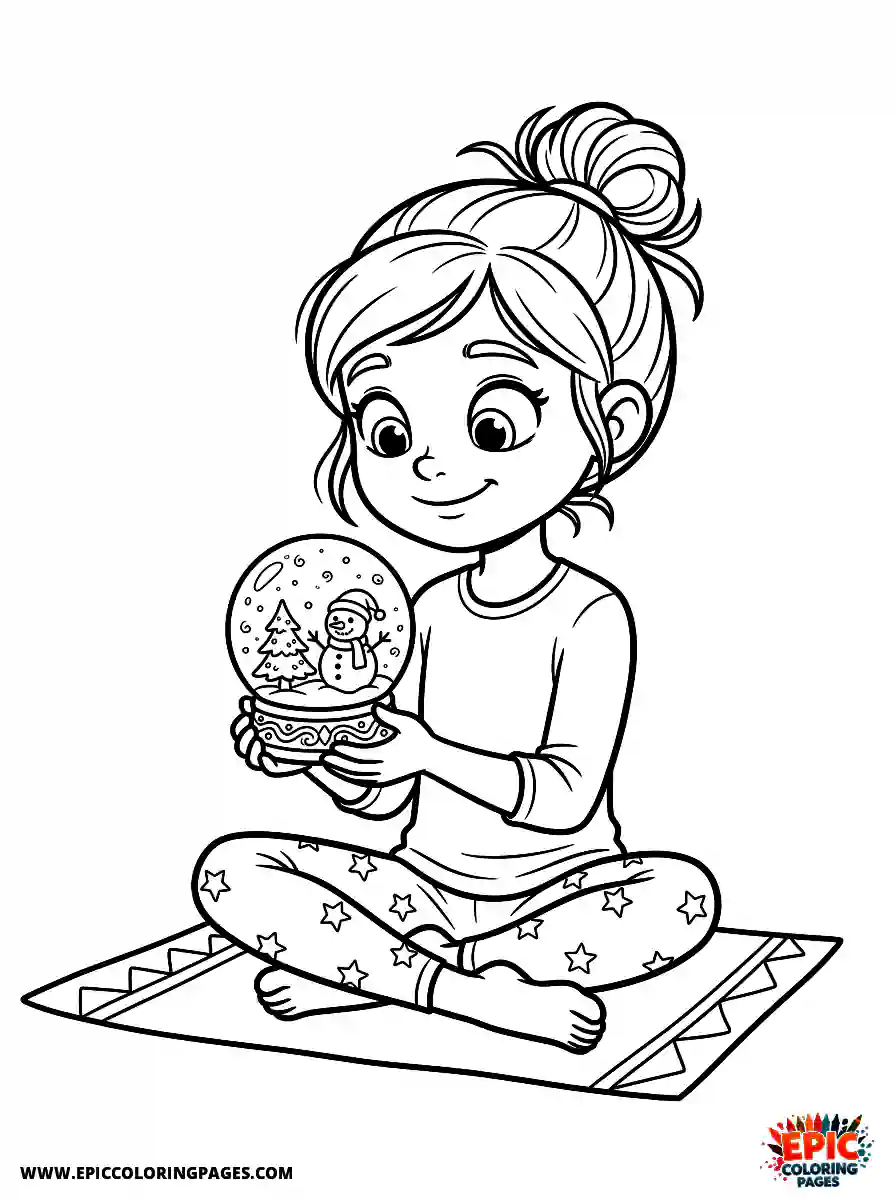 Yoga Girl Yoga girl comic strip style holding a snow globe