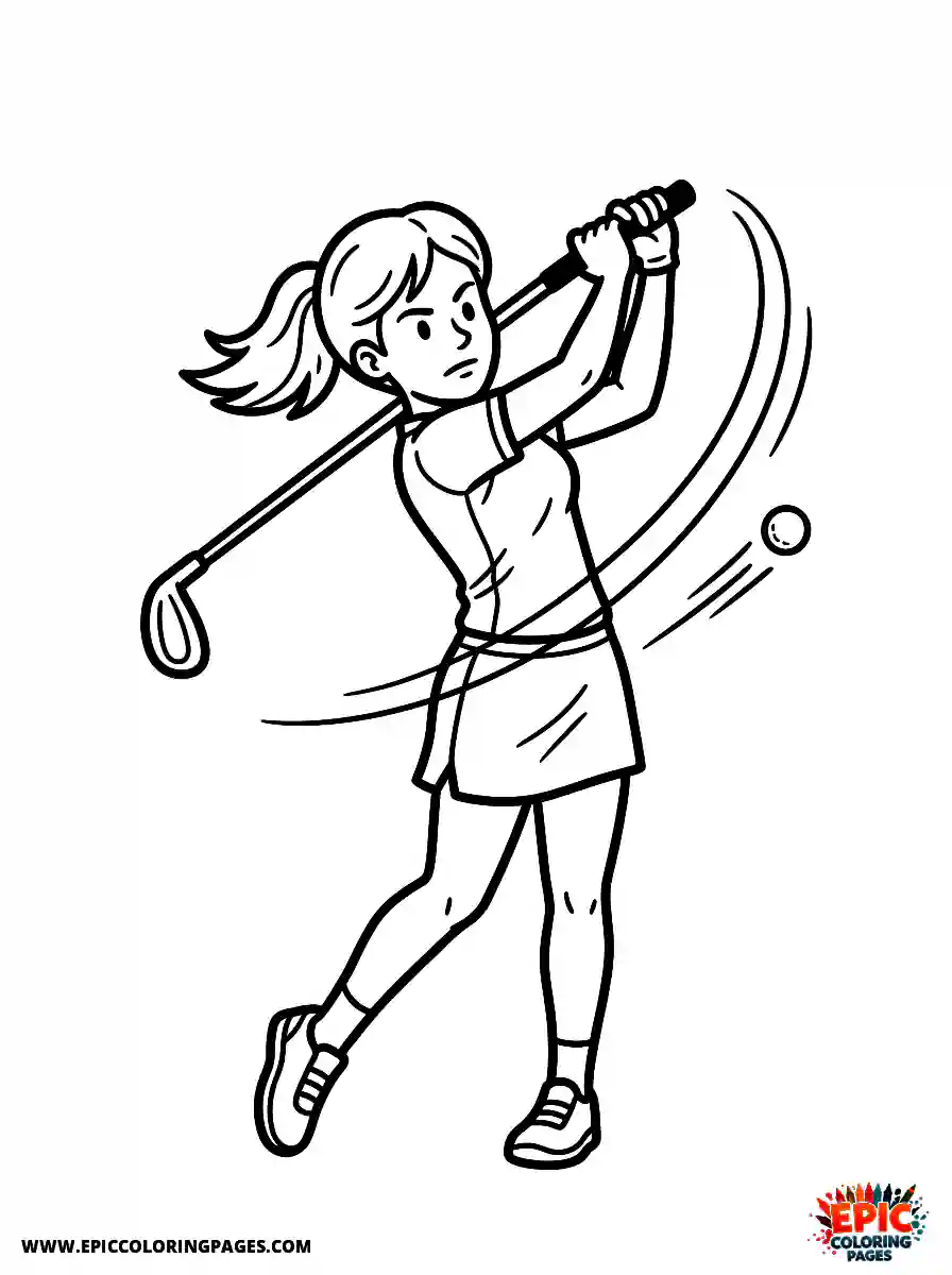 Yoga Girl Yoga girl comic strip style swinging a golf club