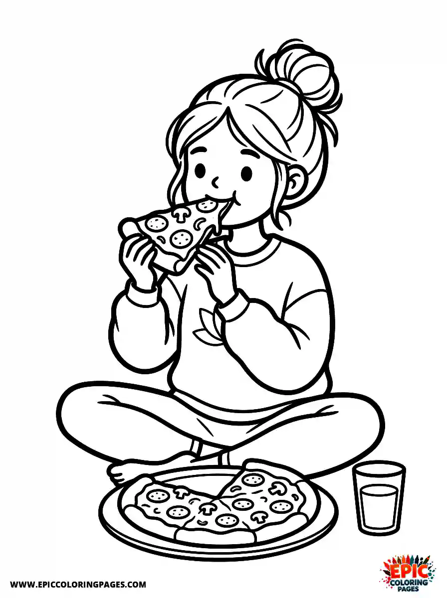 Yoga Girl Yoga girl cute style eating a slice of pizza
