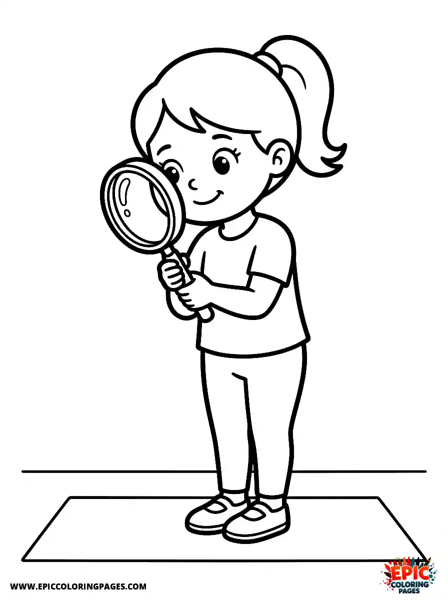 Yoga Girl Yoga girl cute style holding a magnifying glass