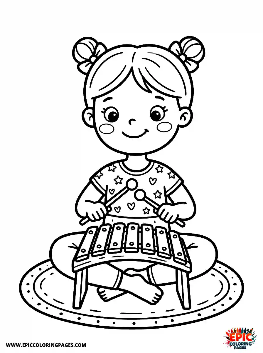 Yoga Girl Yoga girl cute style playing a xylophone
