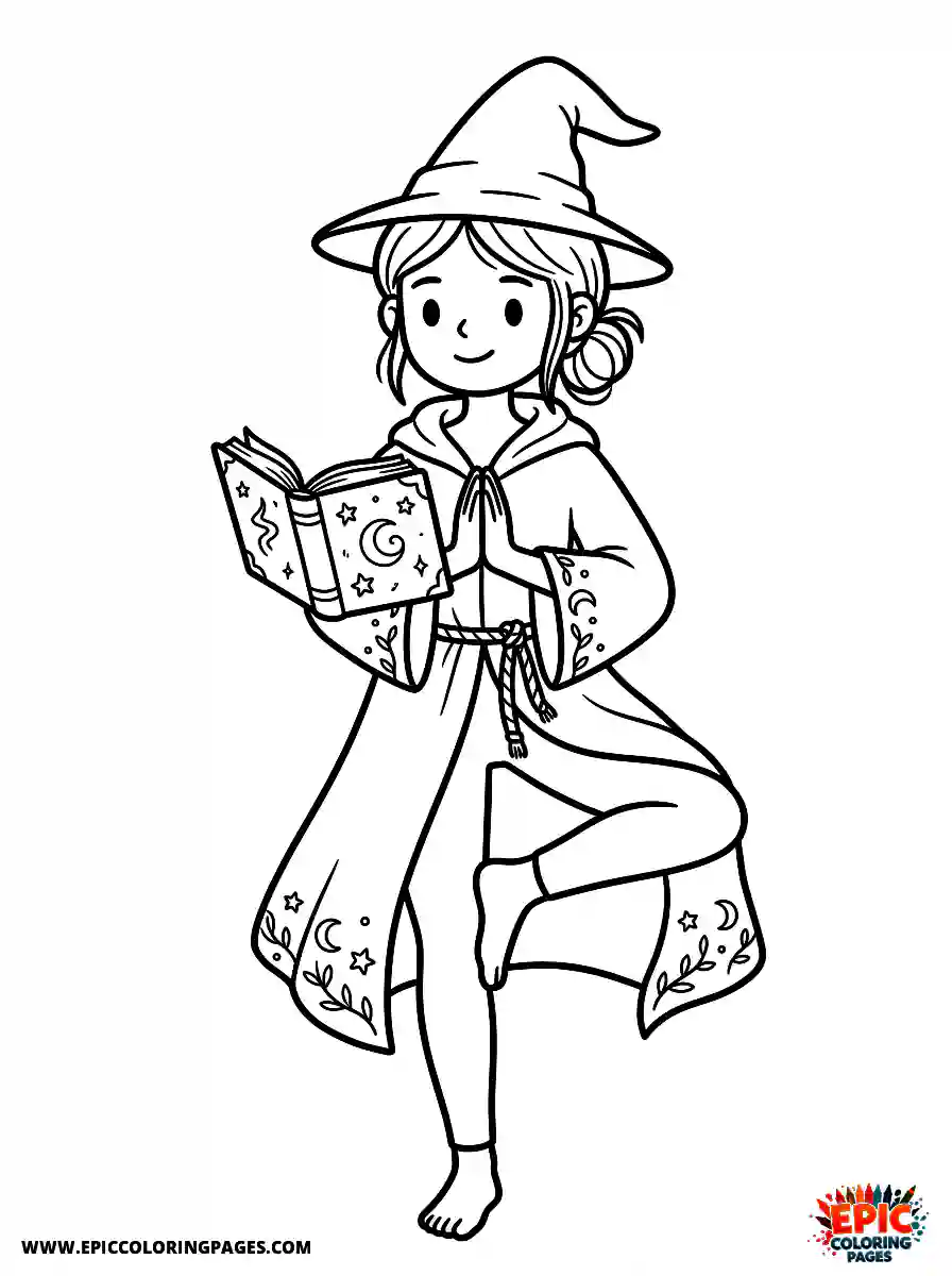 Yoga Girl Yoga girl cute style wearing a wizard robe and holding a spellbook