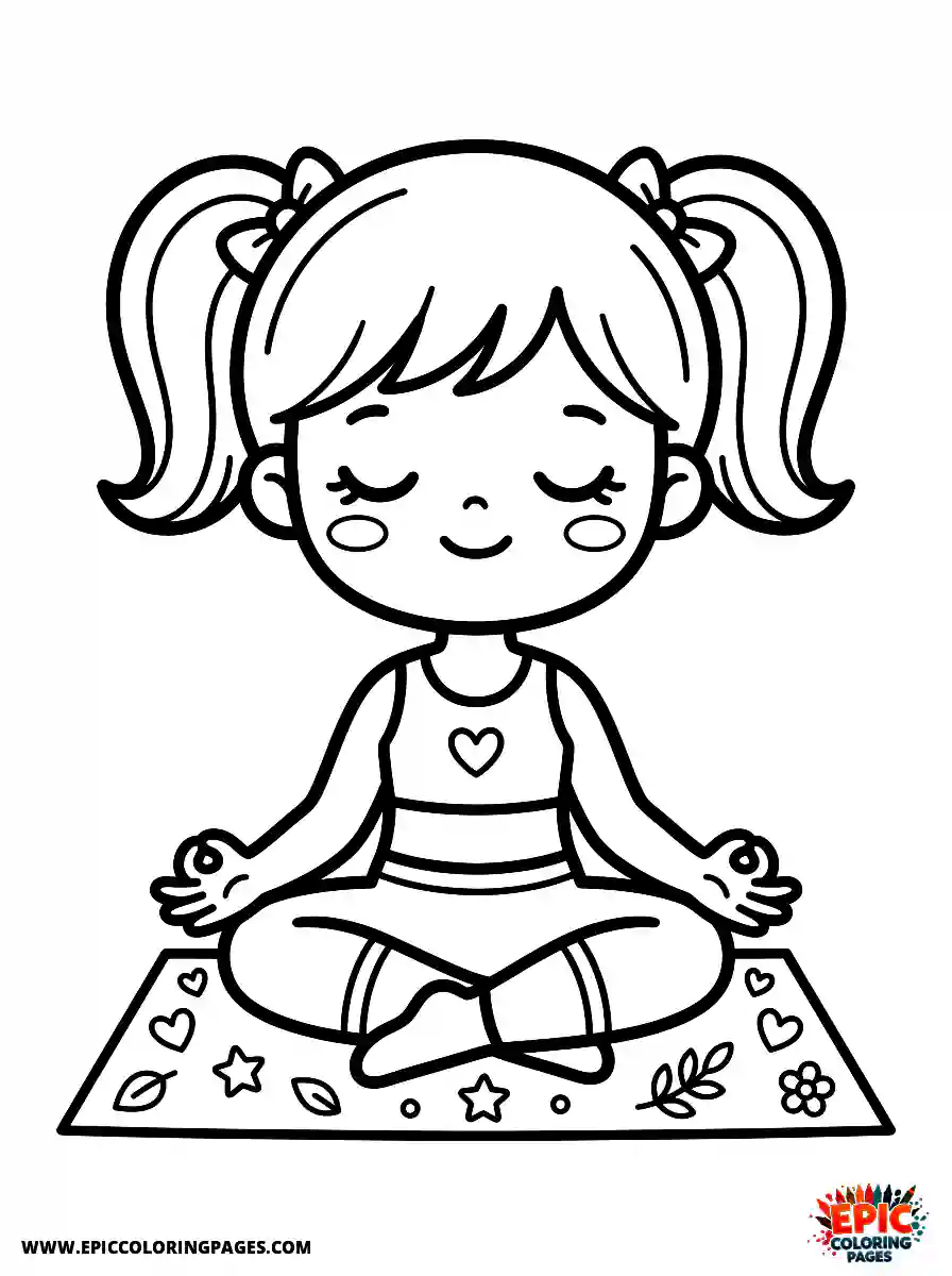 Yoga Girl Yoga girl kawaii style doing a cross legged meditation