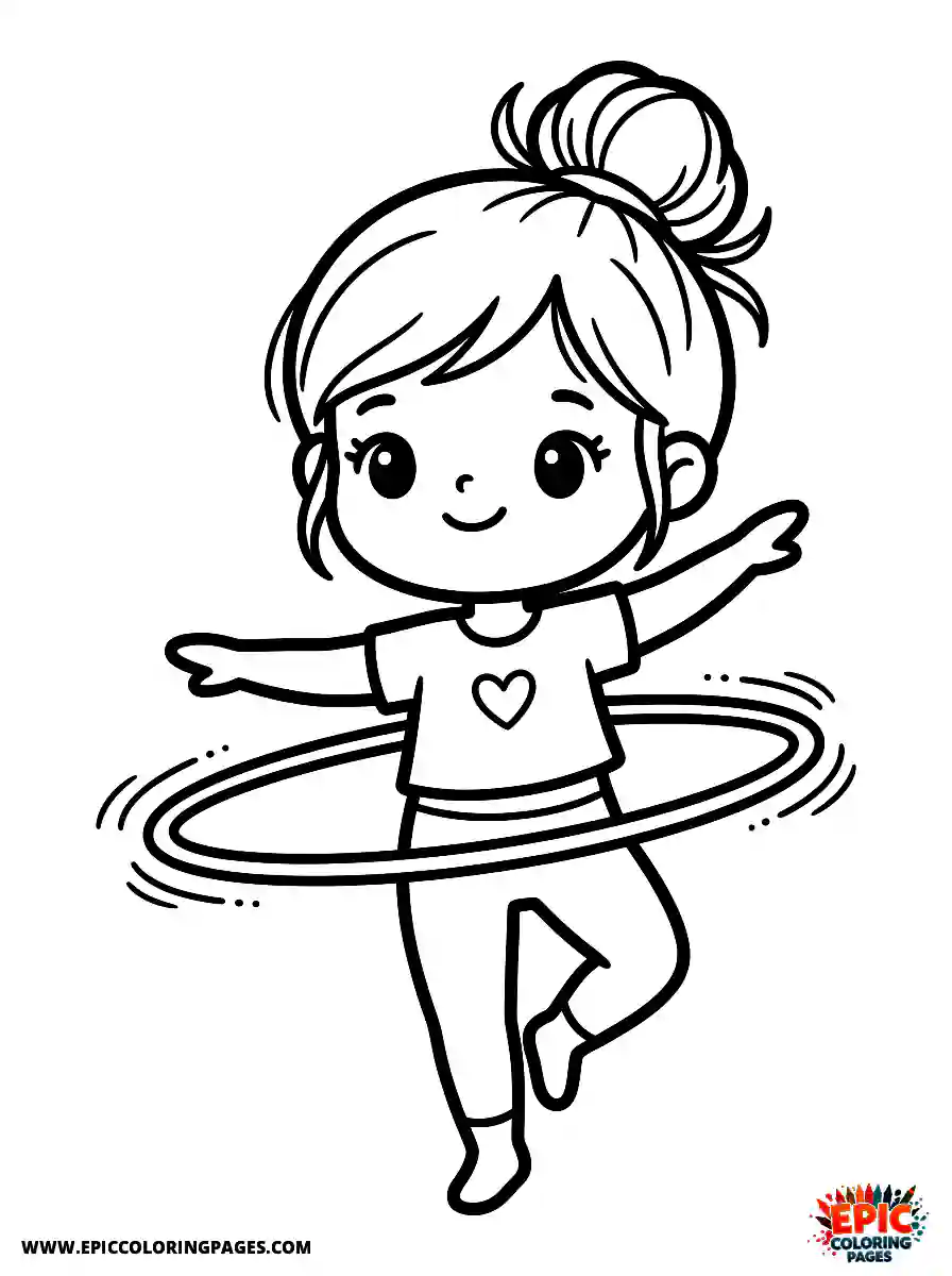 Yoga Girl Yoga girl kawaii style doing a hula hoop spin