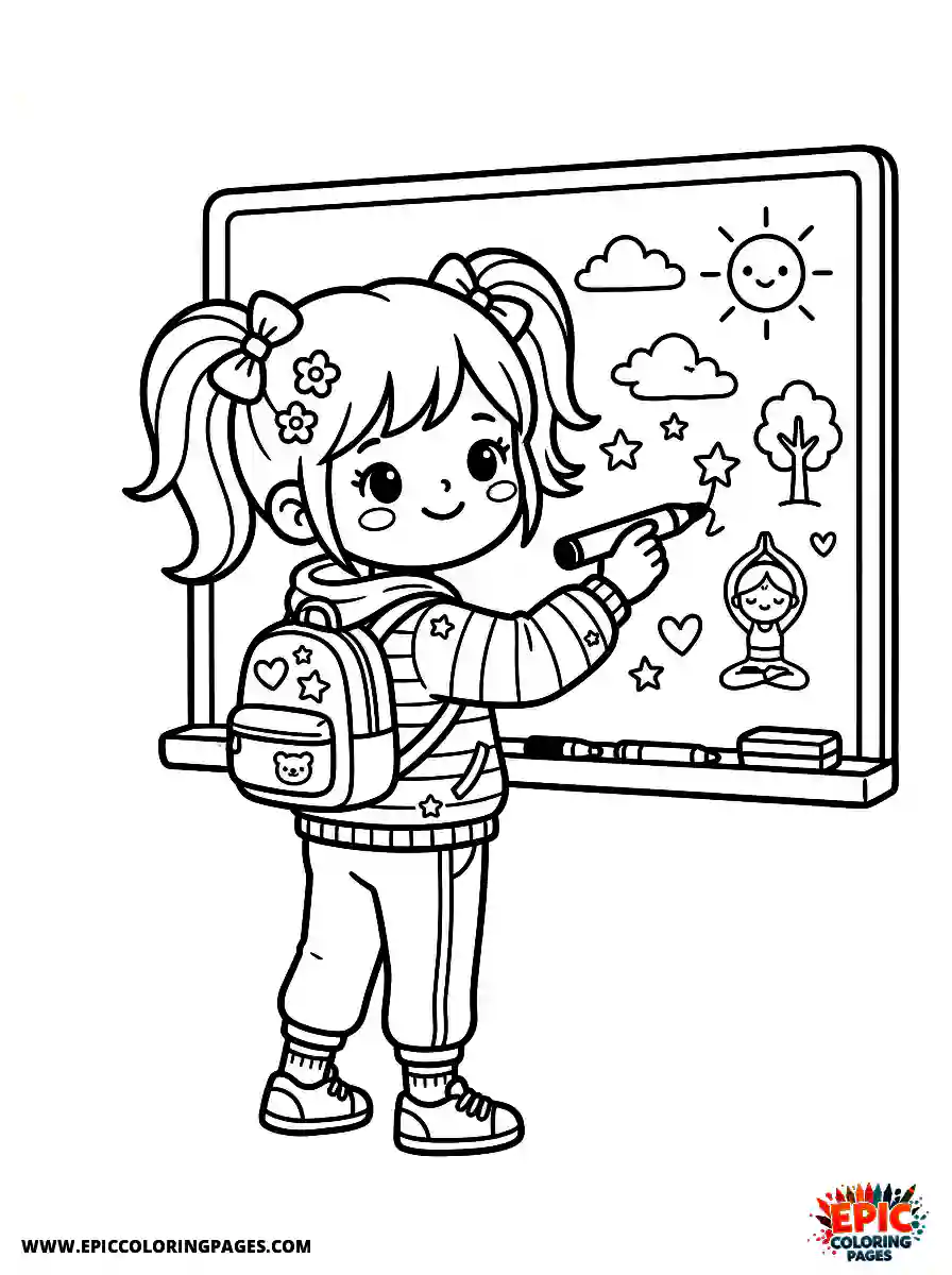Yoga Girl Yoga girl kawaii style drawing on a whiteboard with a marker