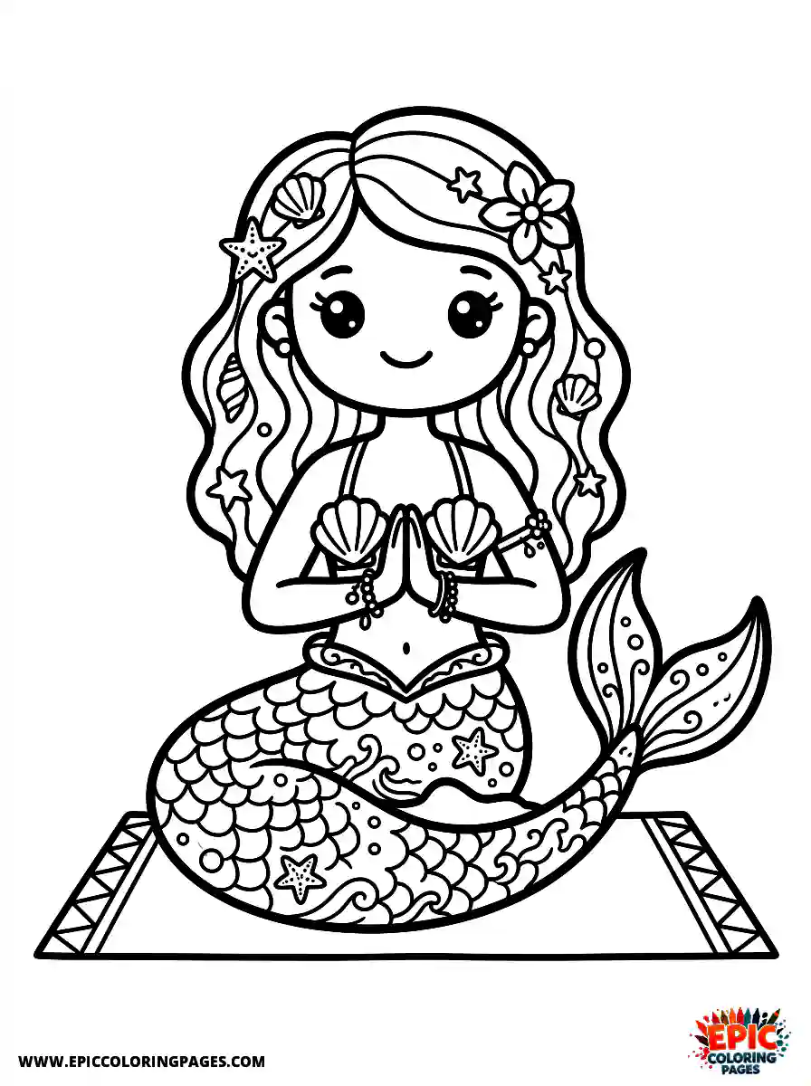 Yoga Girl Yoga girl kawaii style dressed as a mermaid with a seashell top