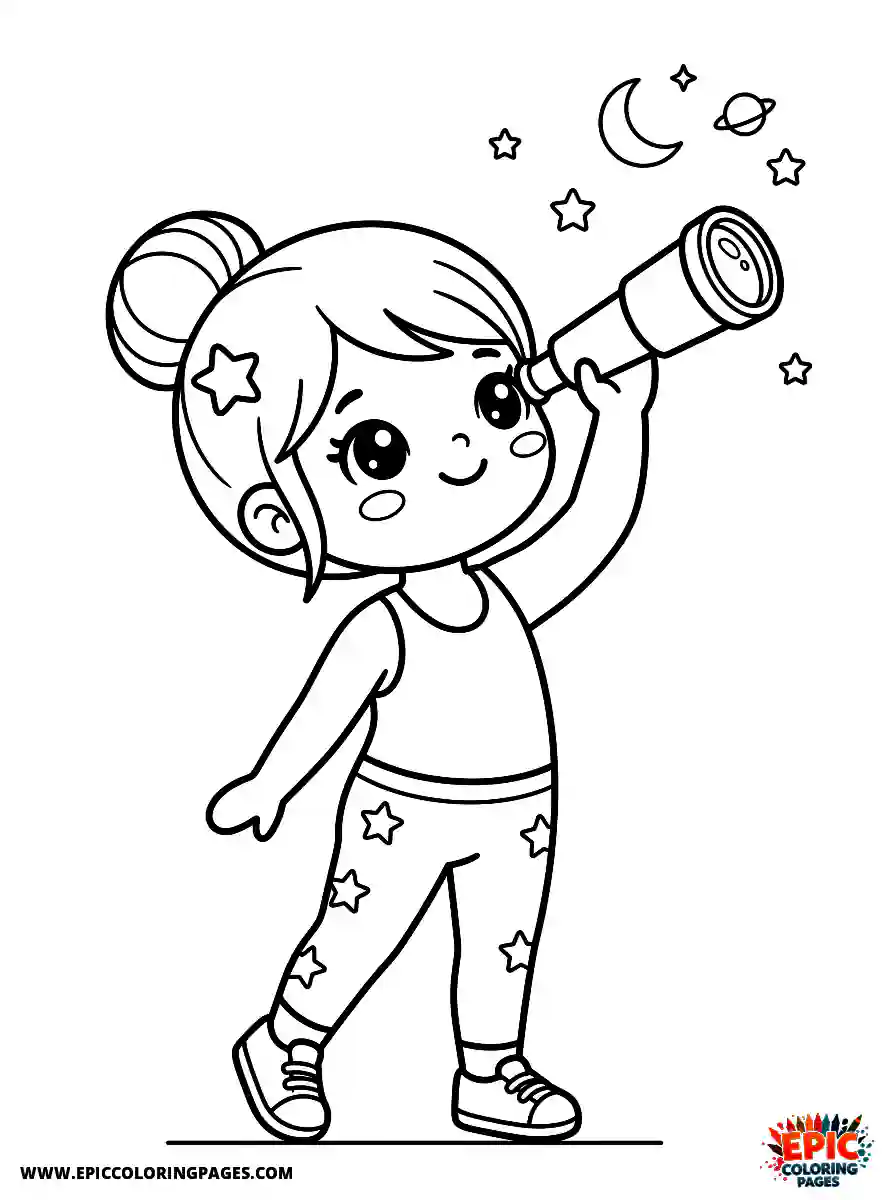 Yoga Girl Yoga girl kawaii style holding a telescope