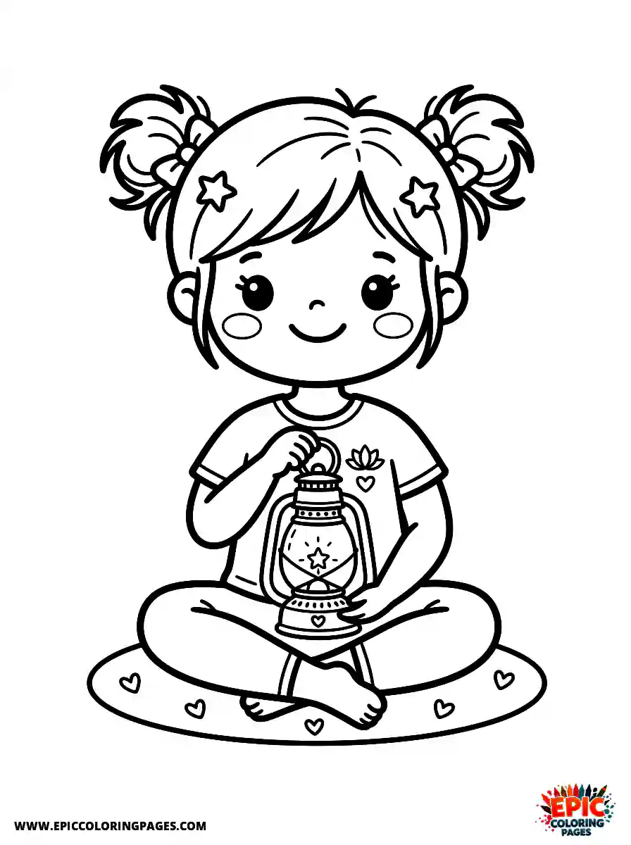Yoga Girl Yoga girl kawaii style holding a vintage lantern