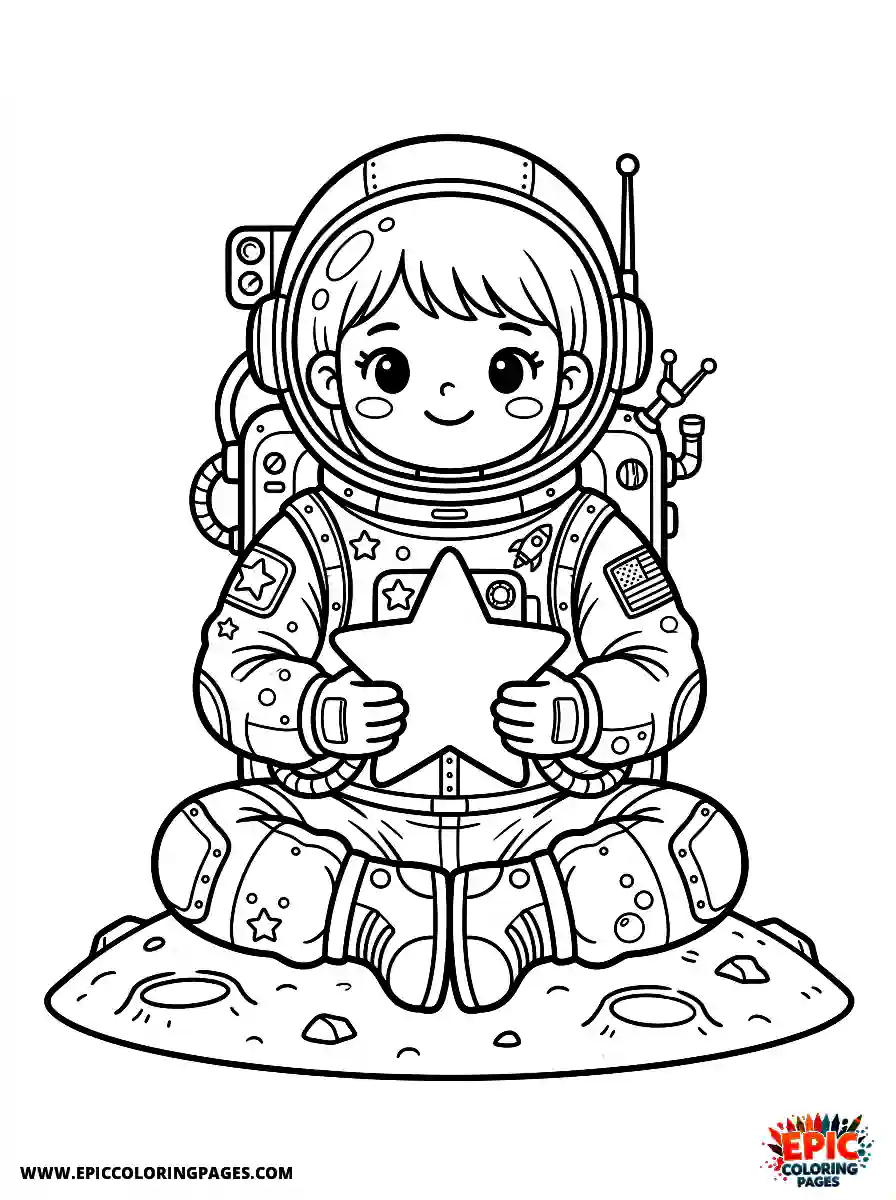 Yoga Girl Yoga girl kawaii style wearing an astronaut suit holding a star