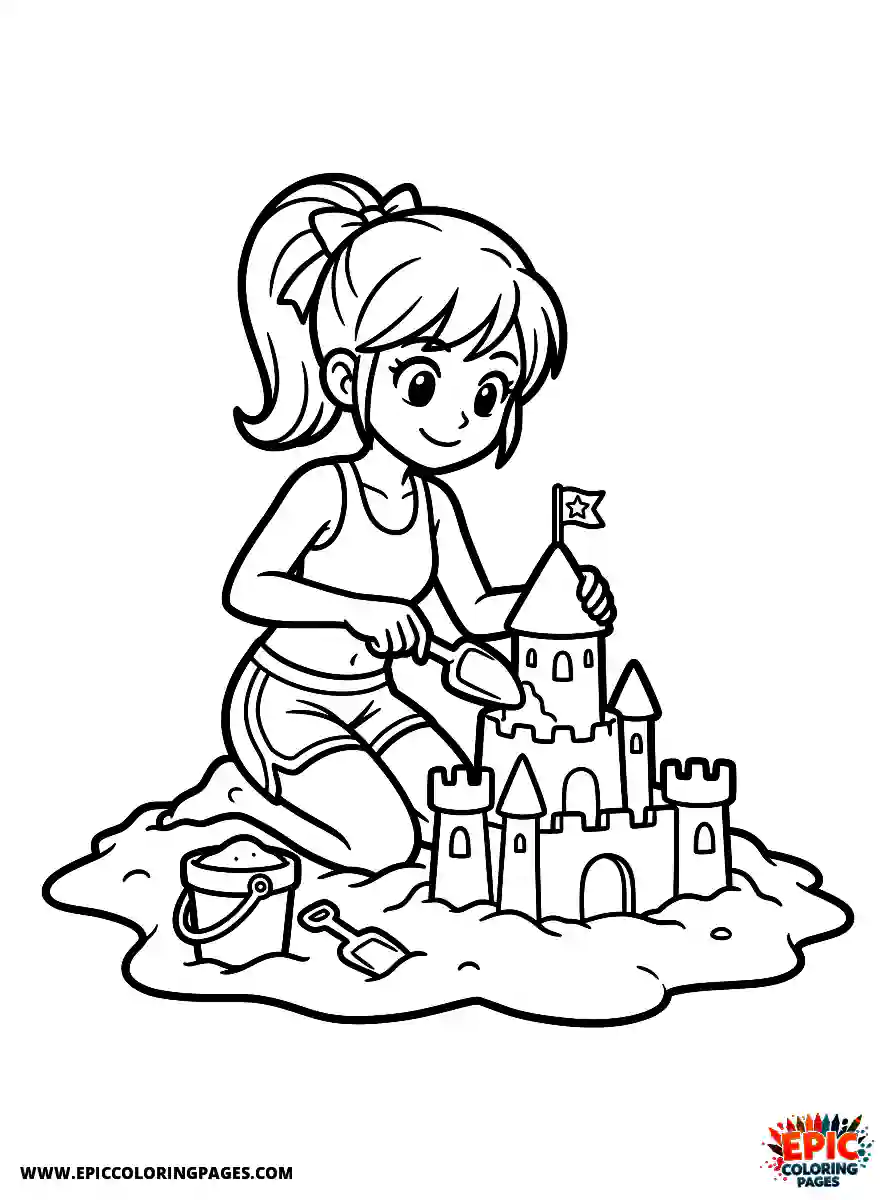 Yoga Girl Yoga girl manga style building a sandcastle