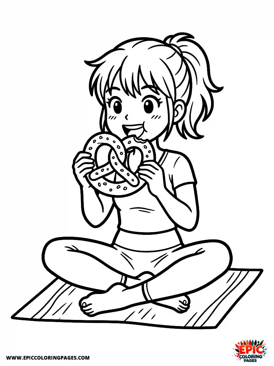 Yoga Girl Yoga girl manga style eating a pretzel