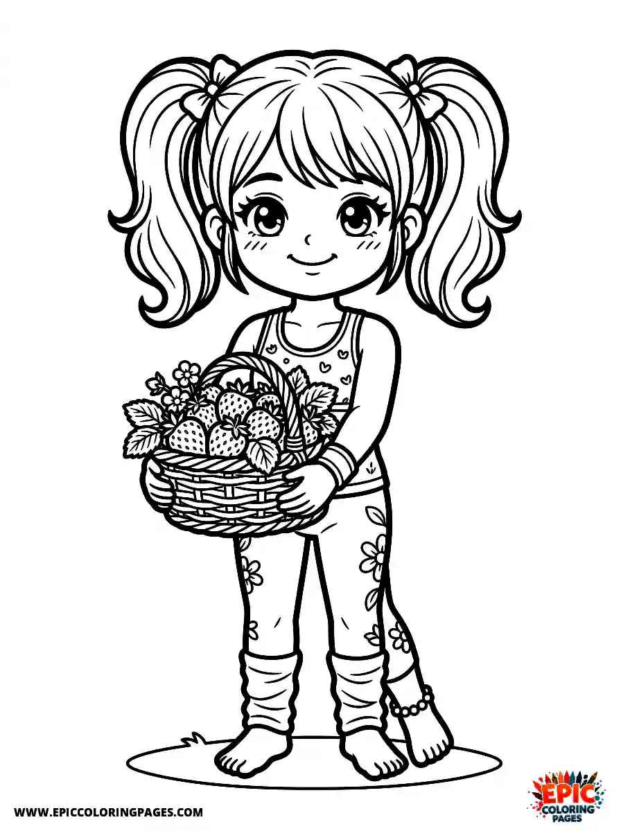 Yoga Girl Yoga girl manga style holding a basket of strawberries