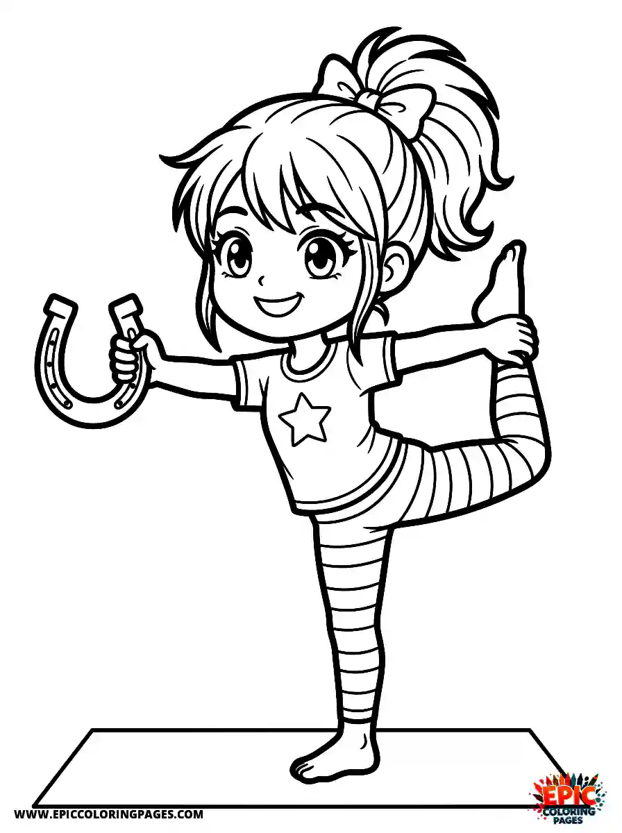 Yoga Girl Yoga girl manga style holding a horseshoe