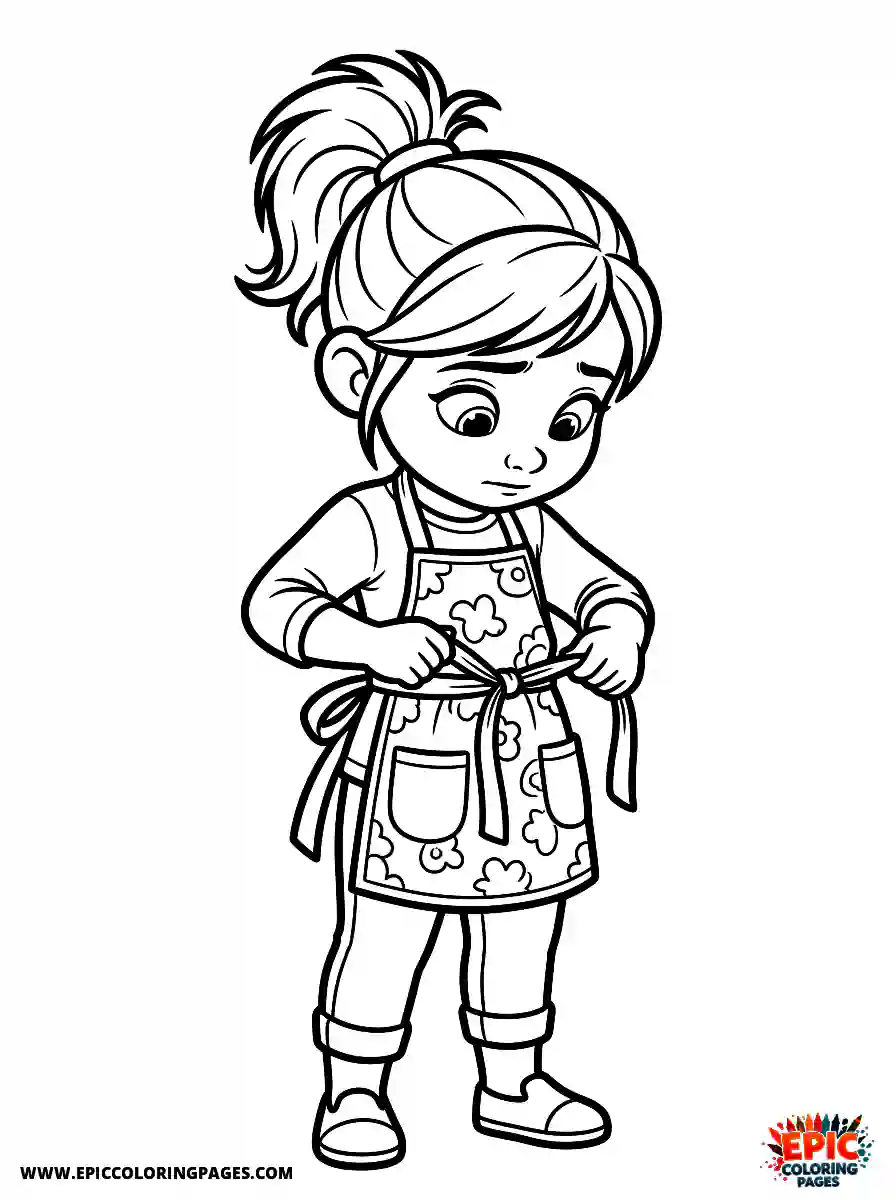Yoga Girl Yoga girl pixar style tying an apron to cook