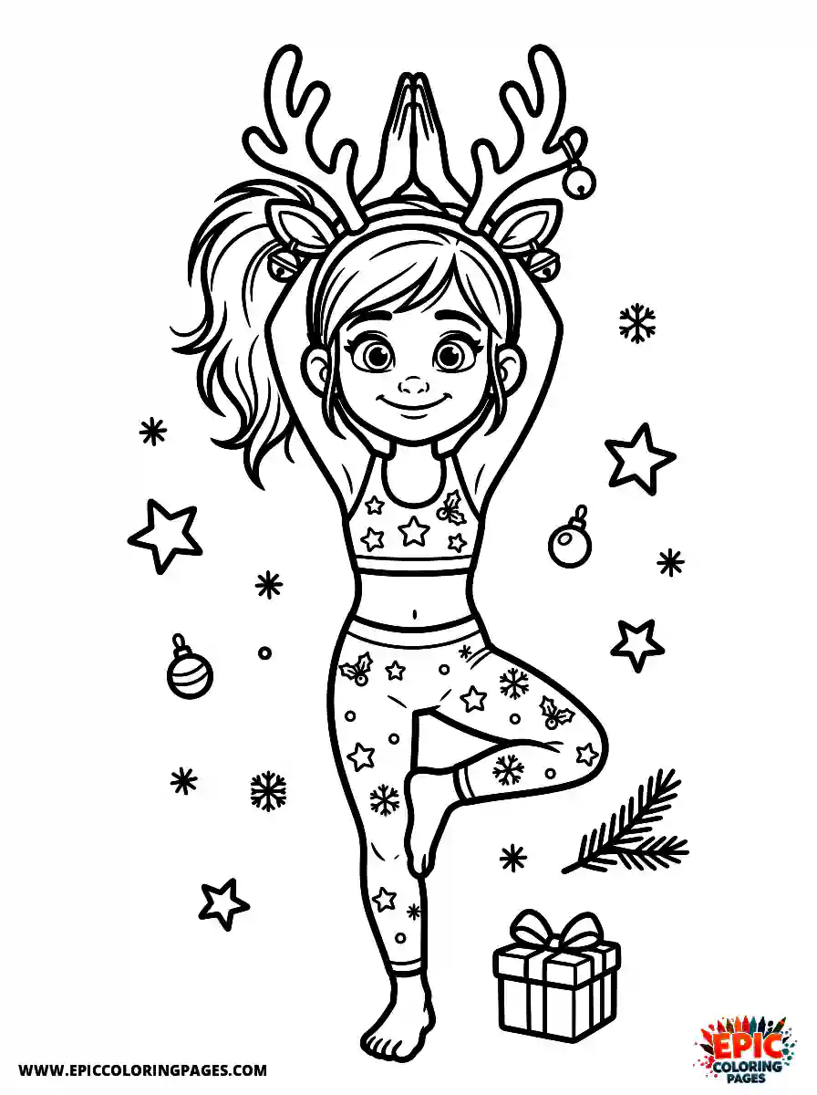 Yoga Girl Yoga girl pixar style wearing a reindeer headband