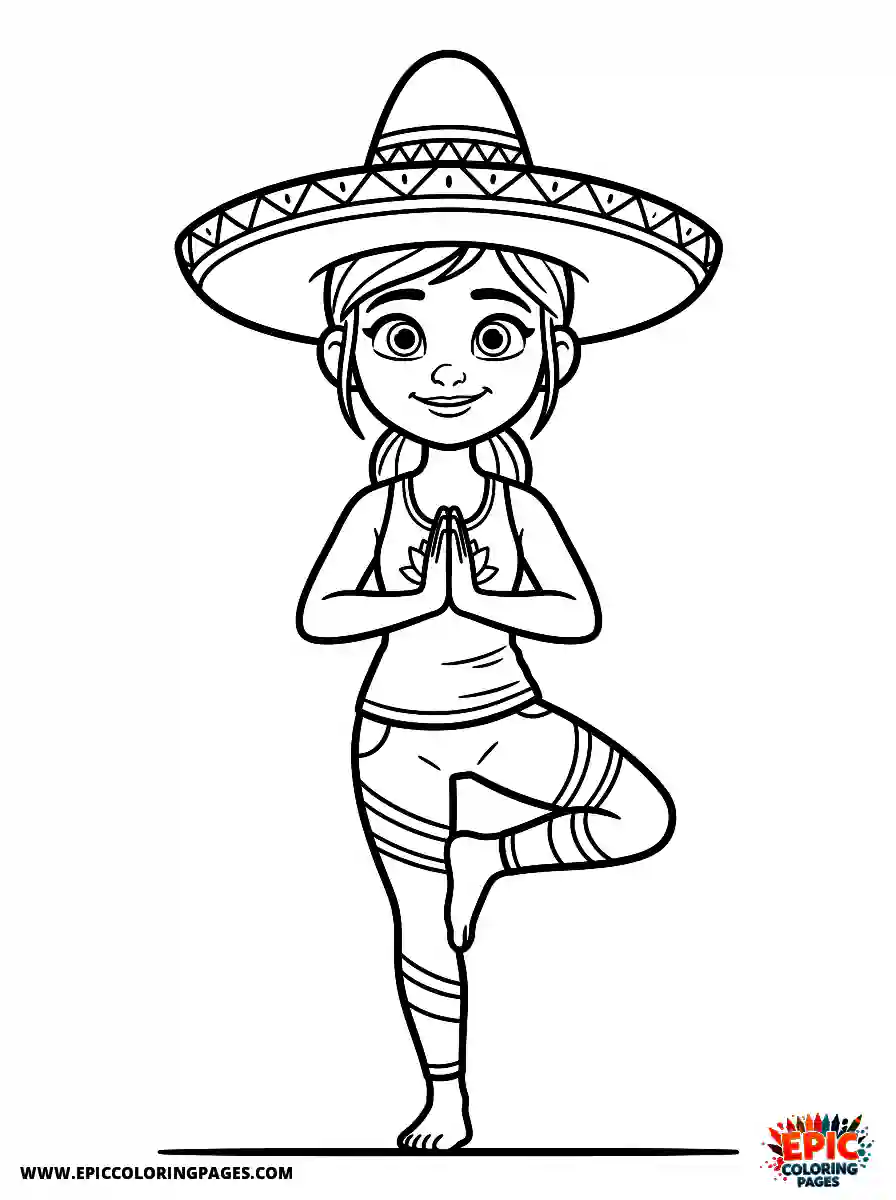 Yoga Girl Yoga girl pixar style wearing a sombrero