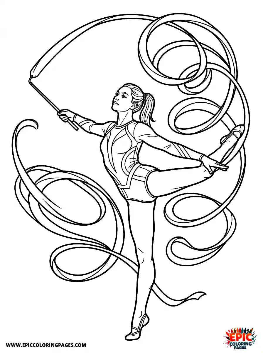 Yoga Girl Yoga girl realistic doing a gymnastic ribbon routine