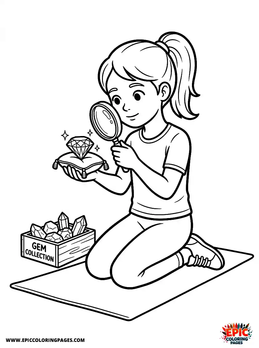 Yoga Girl Yoga girl realistic examining a rare gemstone