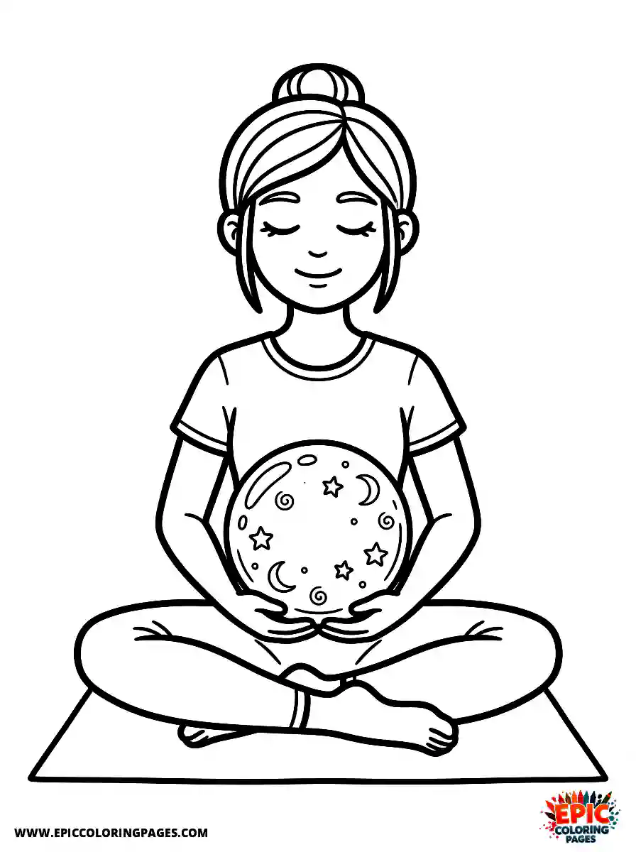 Yoga Girl Yoga girl realistic holding a crystal ball