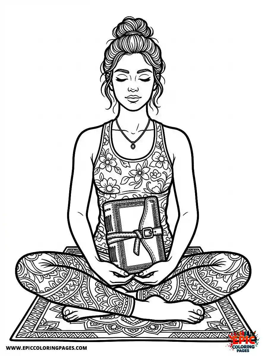 Yoga Girl Yoga girl realistic holding a leather bound journal