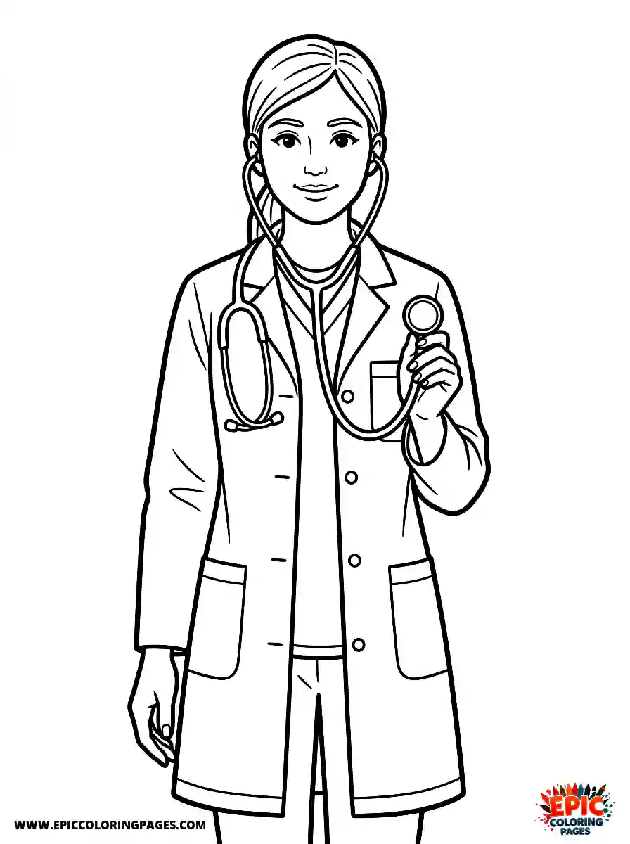 Yoga Girl Yoga girl realistic holding a stethoscope wearing a lab coat