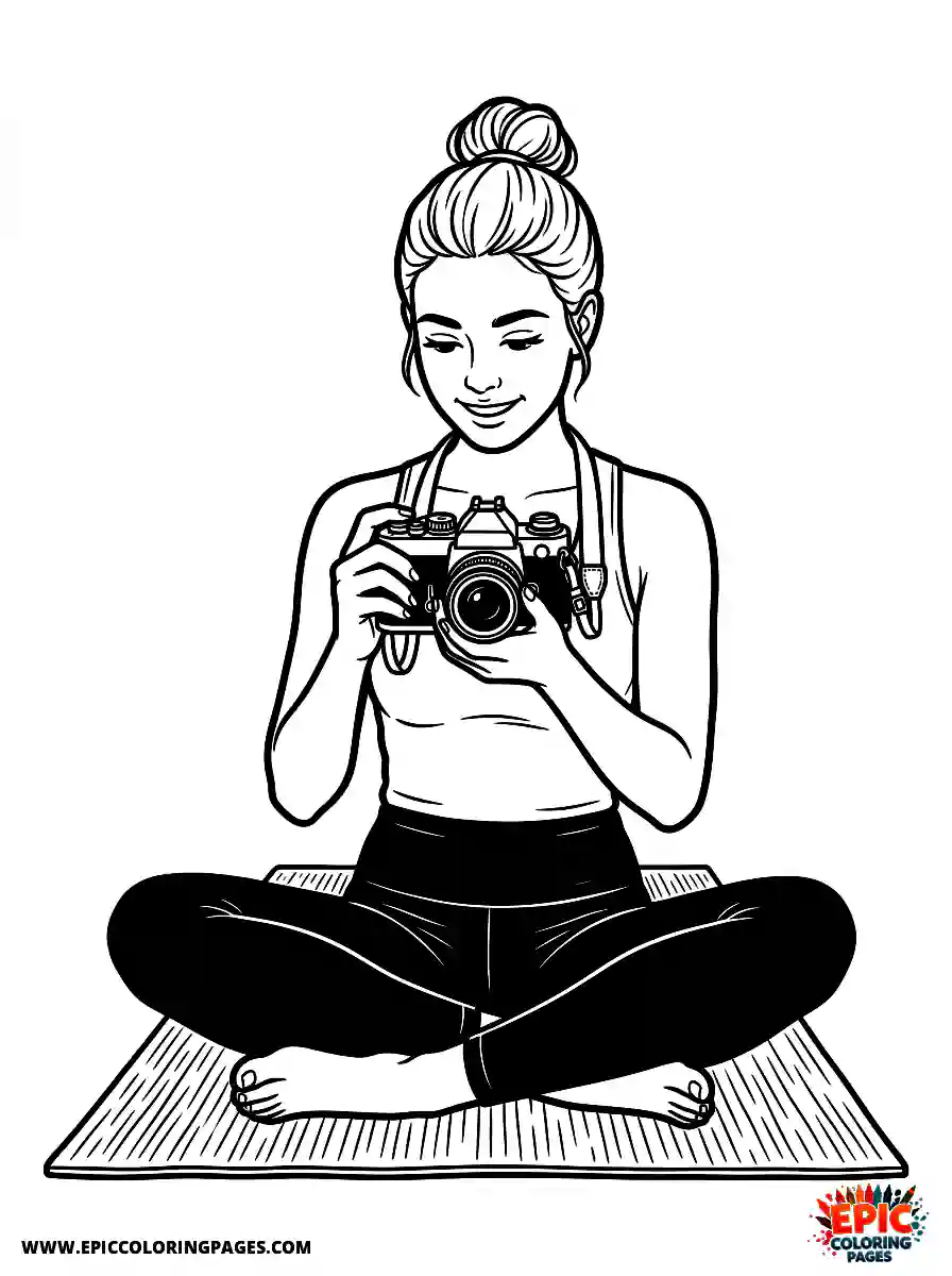 Yoga Girl Yoga girl realistic holding a vintage camera