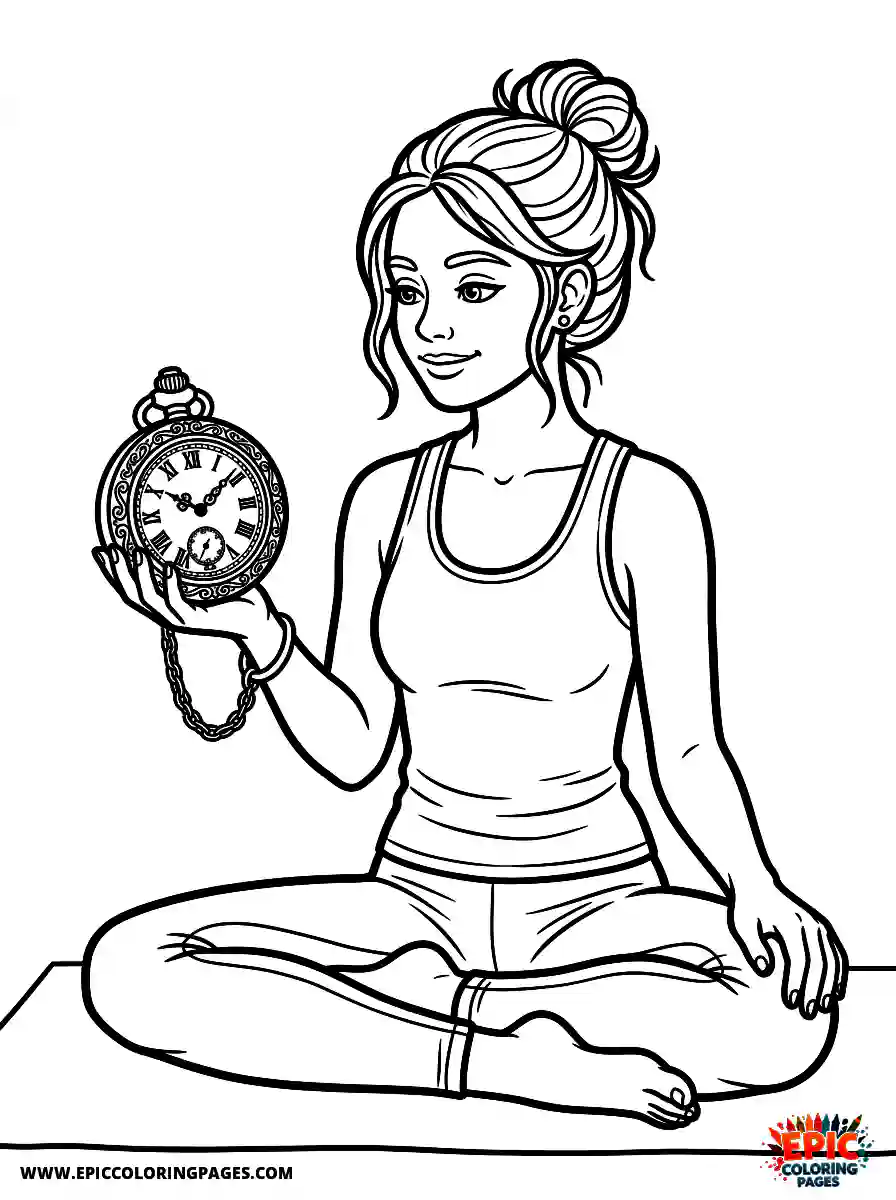 Yoga Girl Yoga girl realistic holding a vintage pocket watch