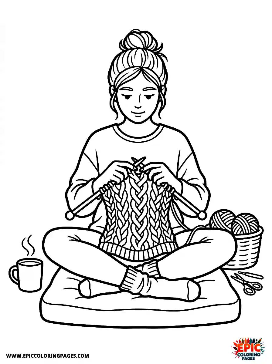 Yoga Girl Yoga girl realistic knitting a complex cable sweater