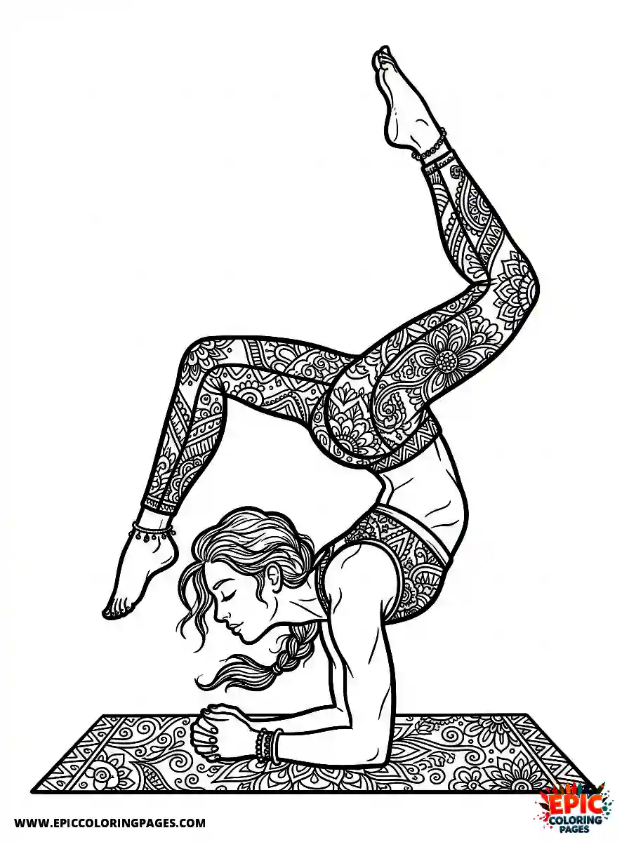 Yoga Girl Yoga girl realistic practicing a complex yoga pose