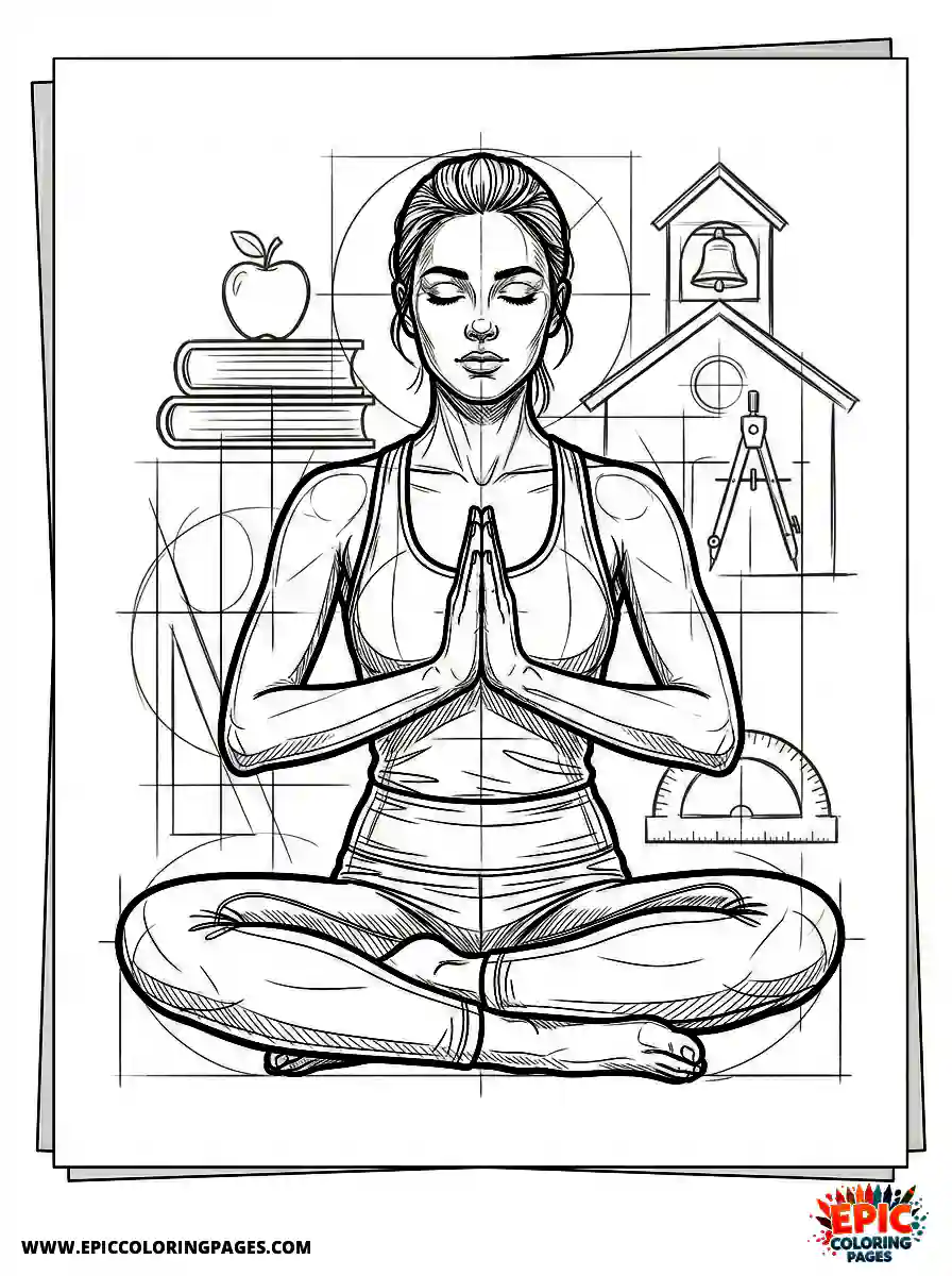 Yoga Girl Yoga girl realistic sketching on a professional drafting board
