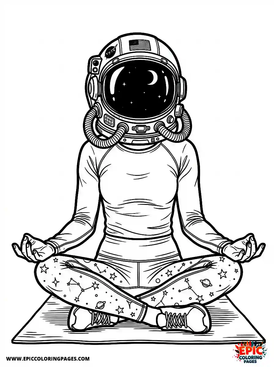 Yoga Girl Yoga girl realistic wearing a realistic astronaut helmet