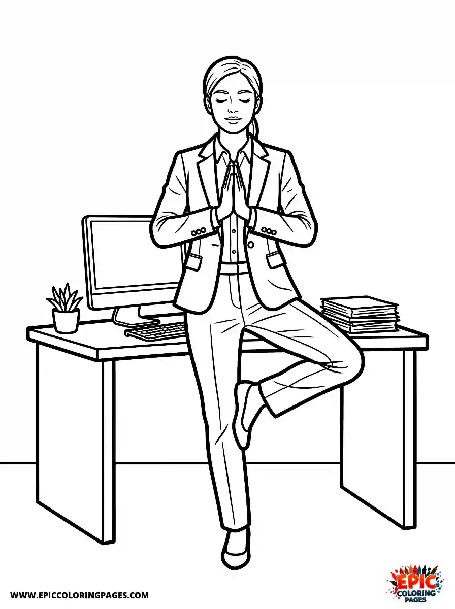 Yoga Girl Yoga girl realistic wearing a tailored business suit