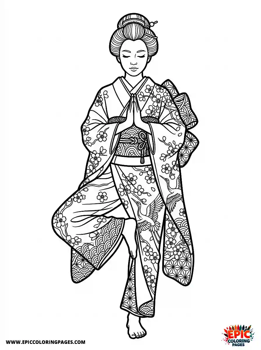 Yoga Girl Yoga girl realistic wearing a traditional kimono