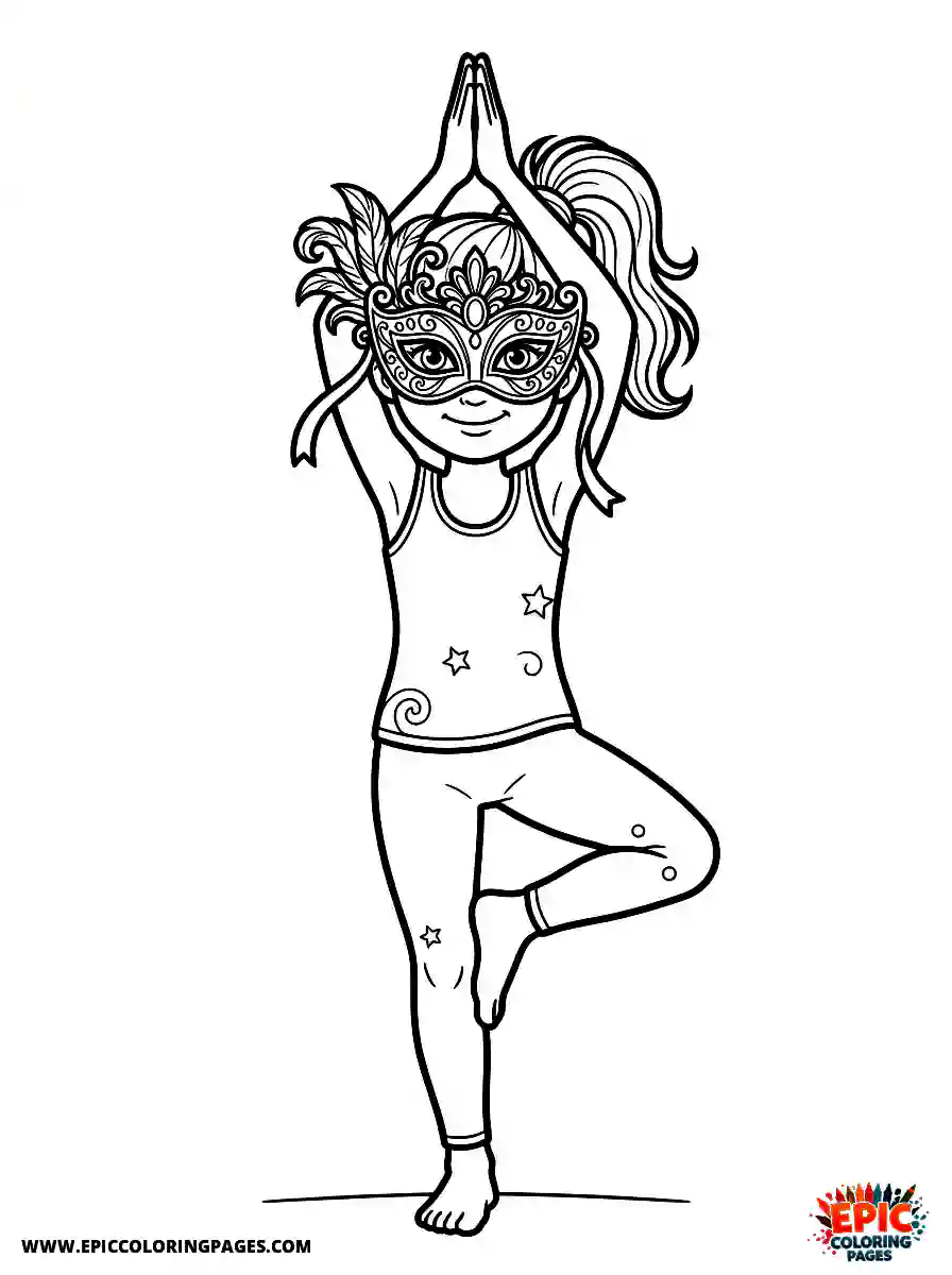 Yoga Girl Yoga girl realistic wearing an intricate masquerade mask