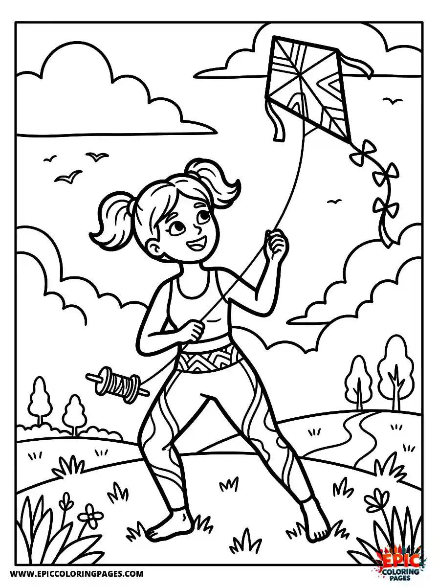 Yoga Girl Yoga girl style flying a kite