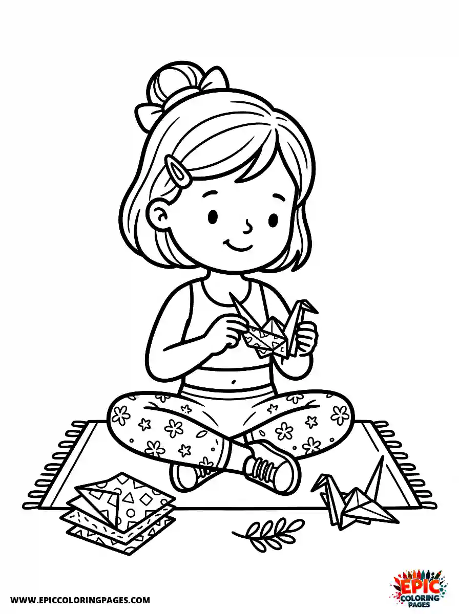Yoga Girl Yoga girl style folding a paper origami crane