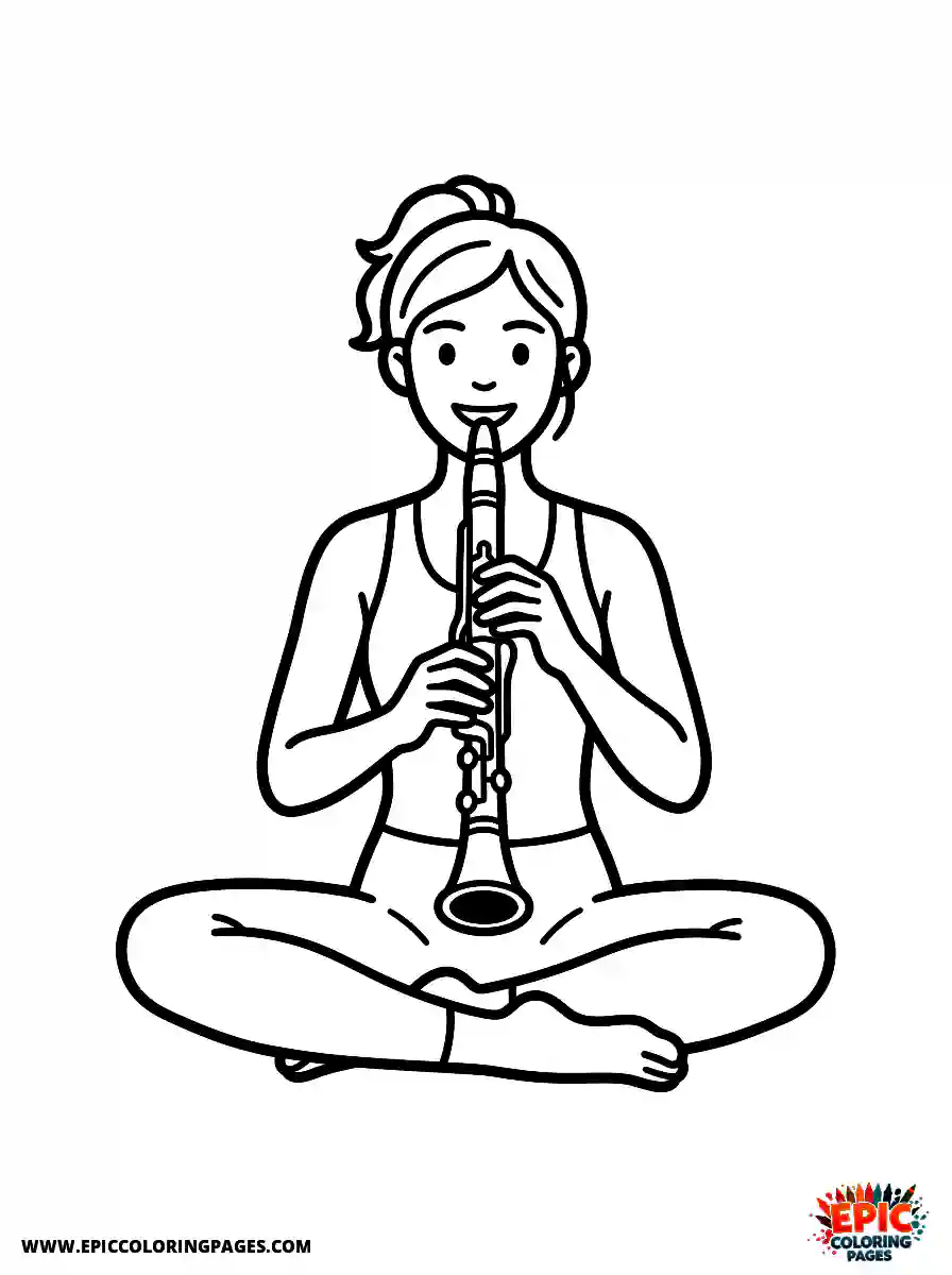 Yoga Girl Yoga girl style playing a clarinet