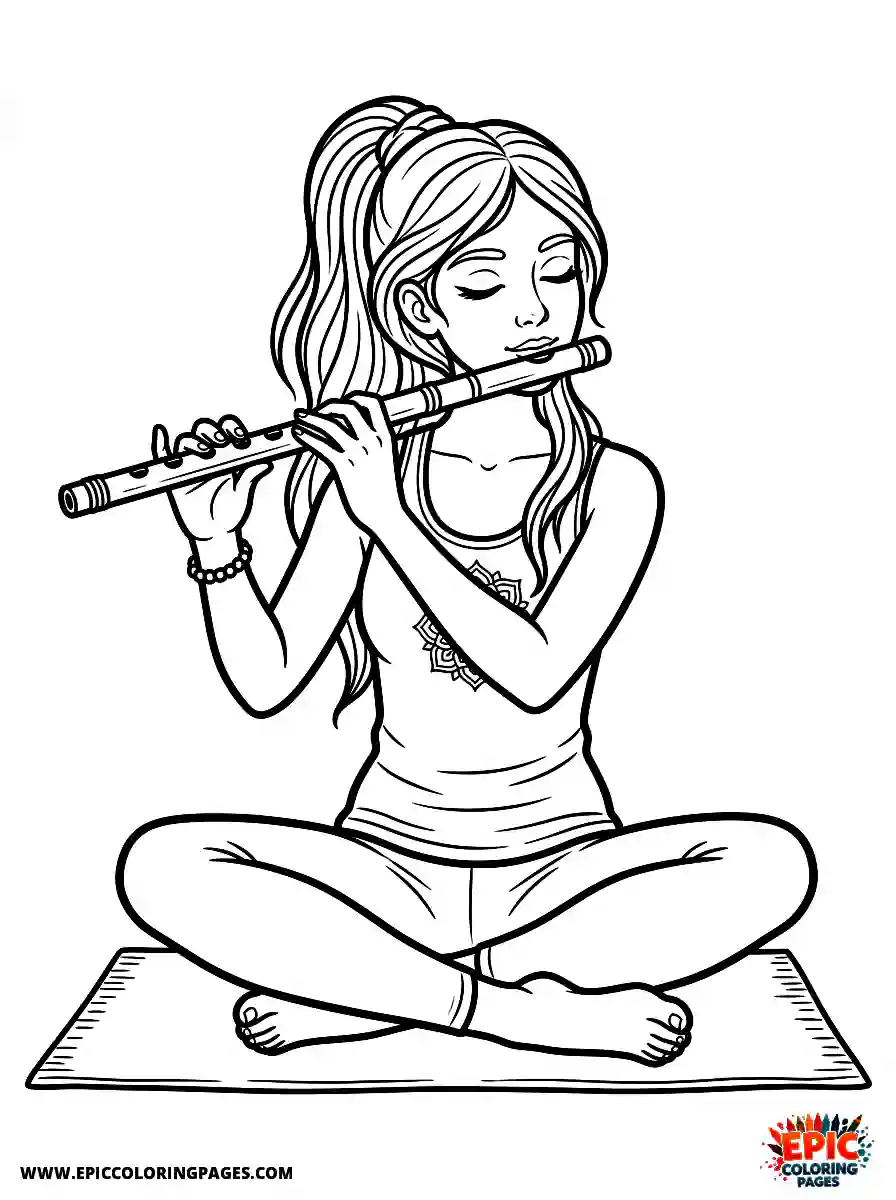 Yoga Girl Yoga girl style playing a flute