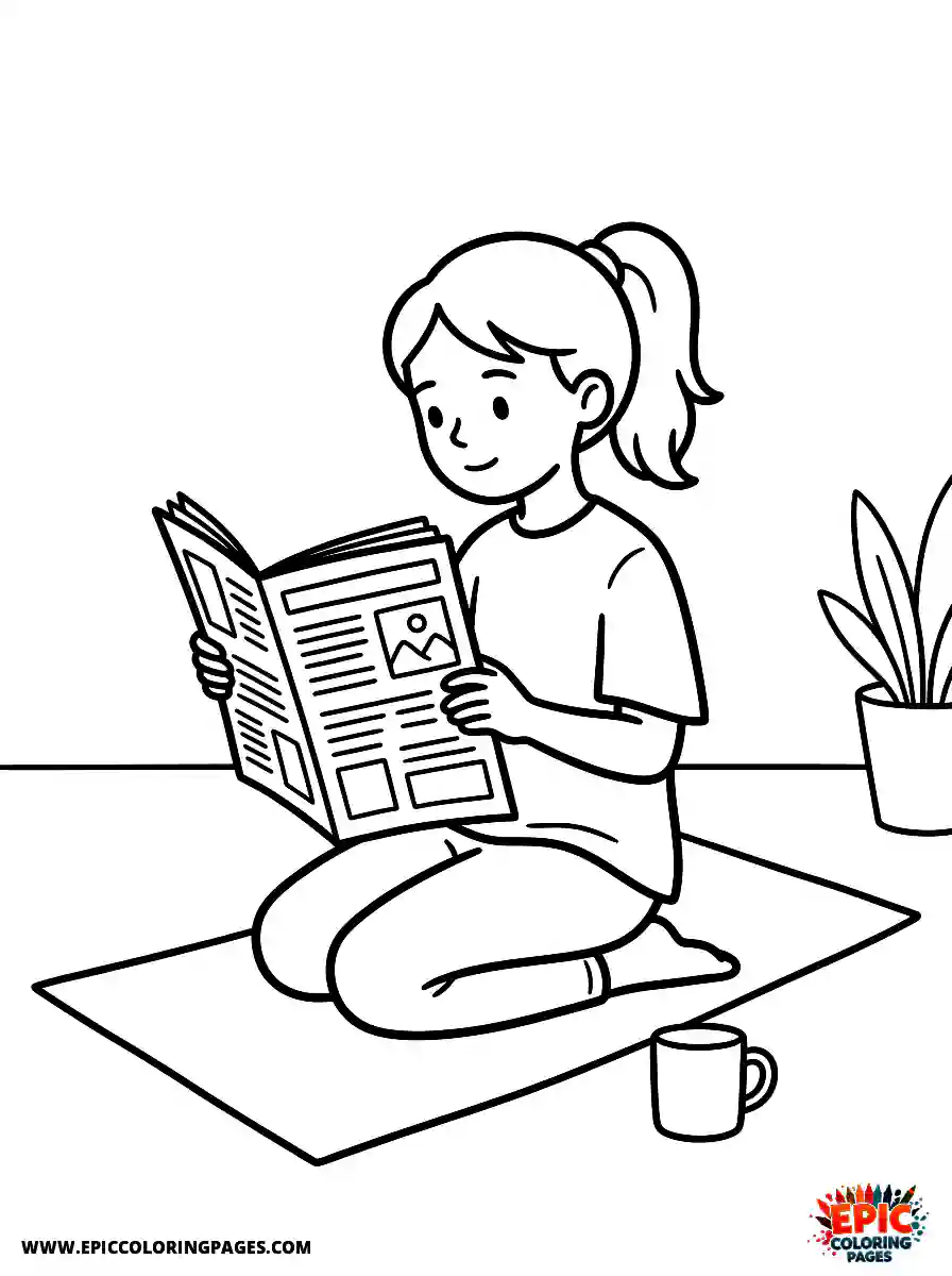 Yoga Girl Yoga girl style reading a newspaper