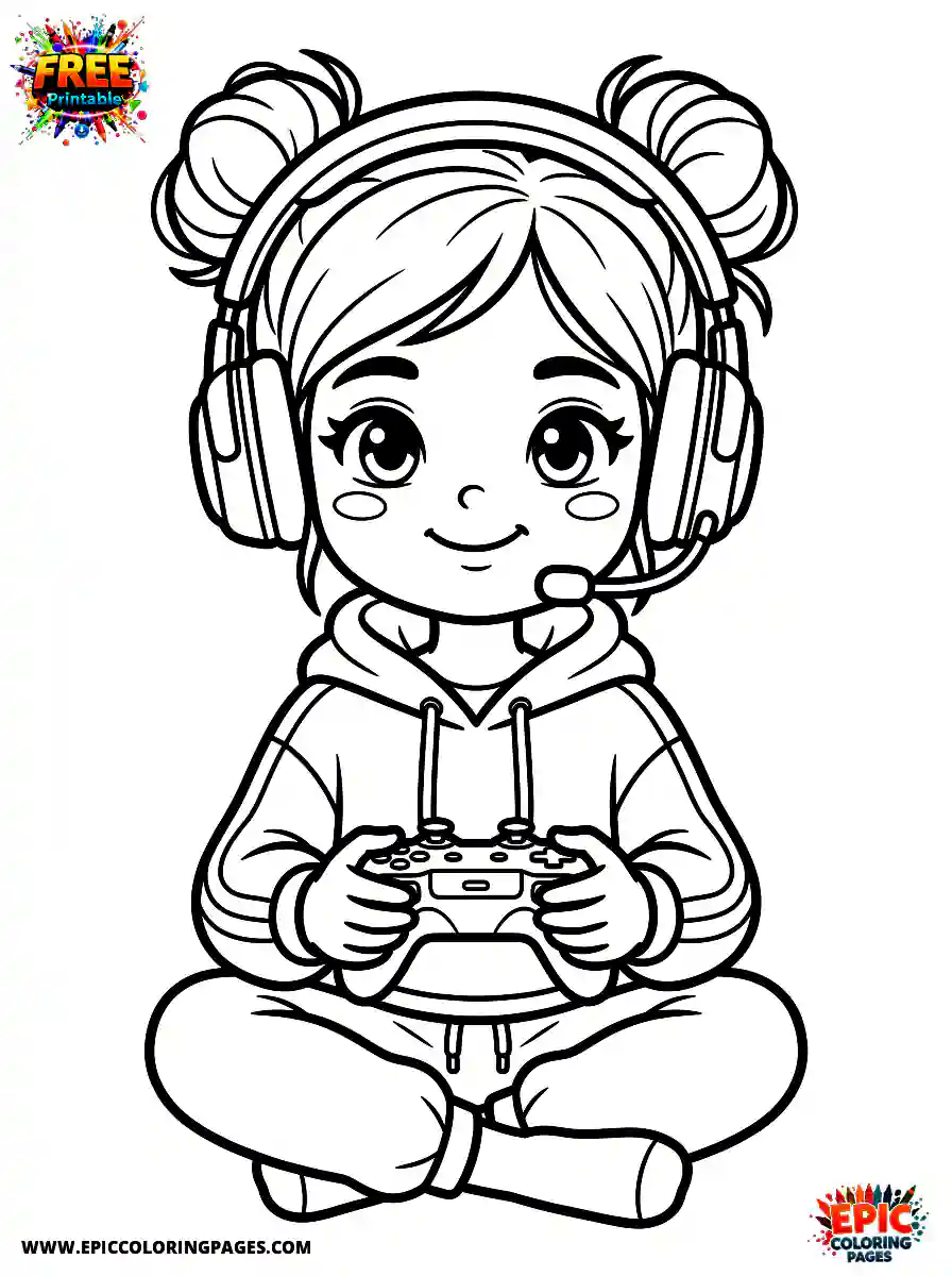Yoga Girl gamer girl coloring page