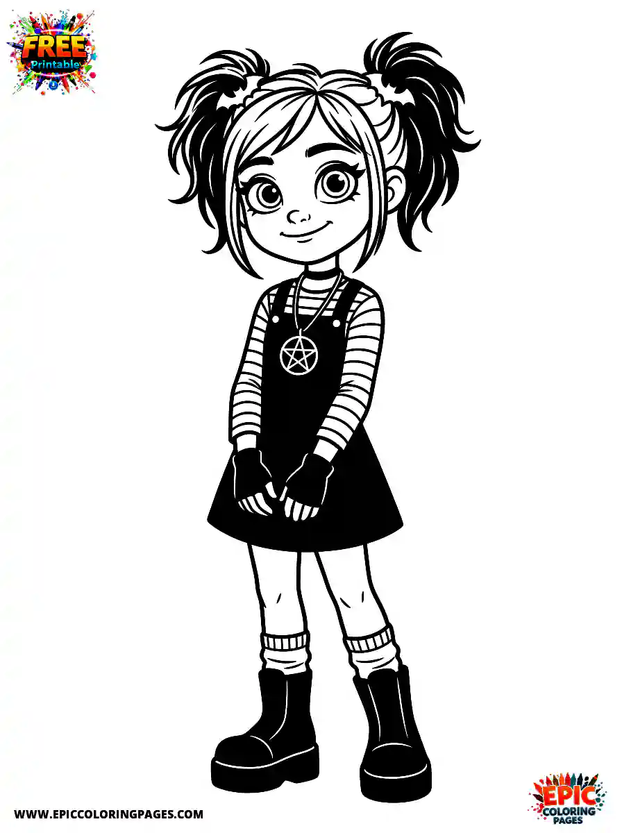 Birthday Girl gothic girl coloring page