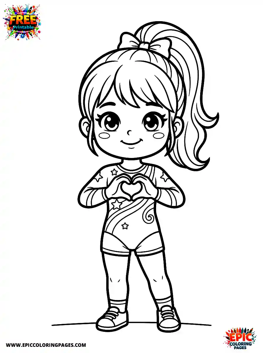 Girl with Dog gymnast girl coloring page