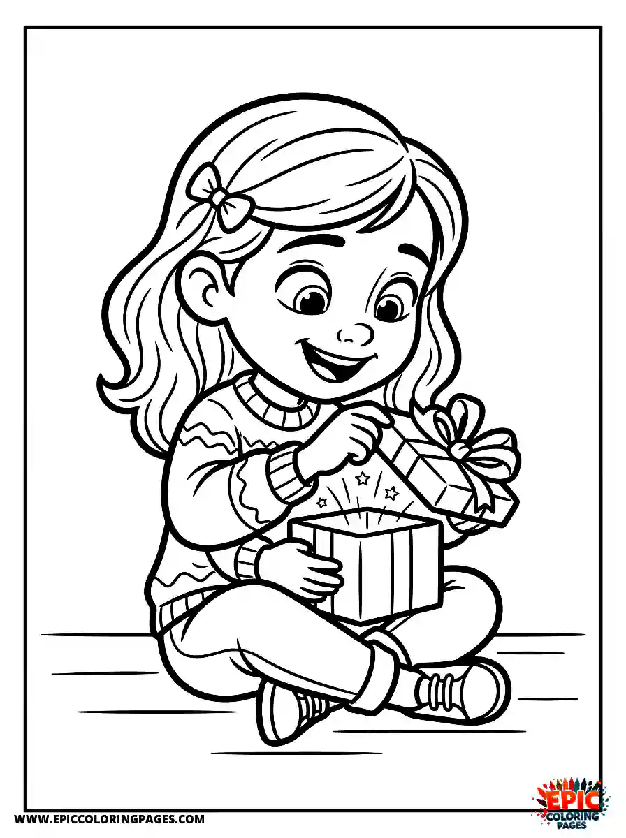 Pixar Style Girl pixar style girl as a girl opening a small gift box adorable
