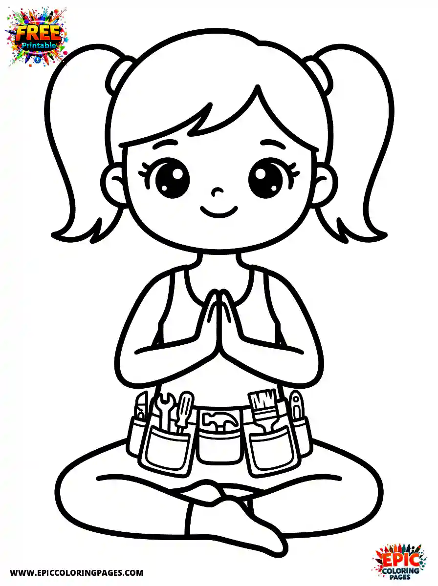 Girl with Dog yoga girl coloring page